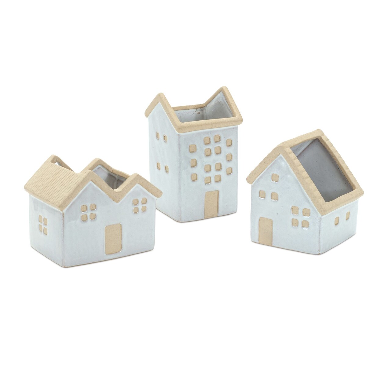 Melrose Porcelain House Decorative Planters - 5.5" - Set of 3